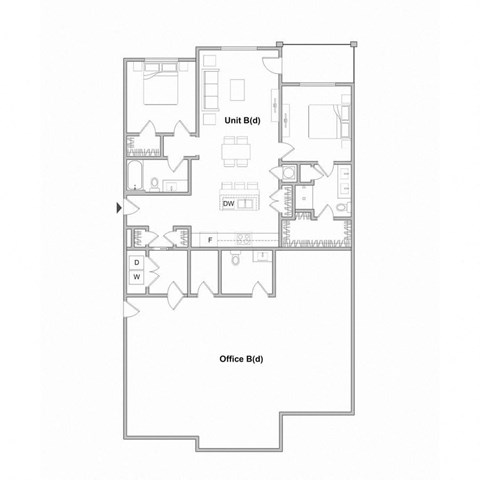 Dogwood Live Work Space 2 bed 2 bath Floor Plan at Waterleaf at Neely Ferry Apartments, Simpsonville, 29680